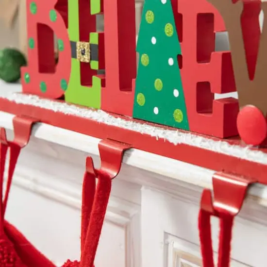 Glitzhome&reg; 14.5'' BELIEVE Metal Christmas Stocking Holder {8}