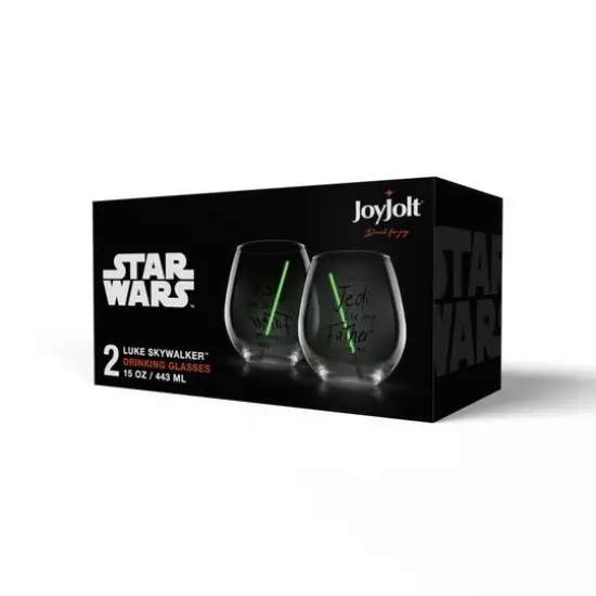JoyJolt&reg; Star Wars&trade; 15oz. New Hope Luke Skywalker Green Lightsaber Stemless Drinking Glass, 2ct. {9}