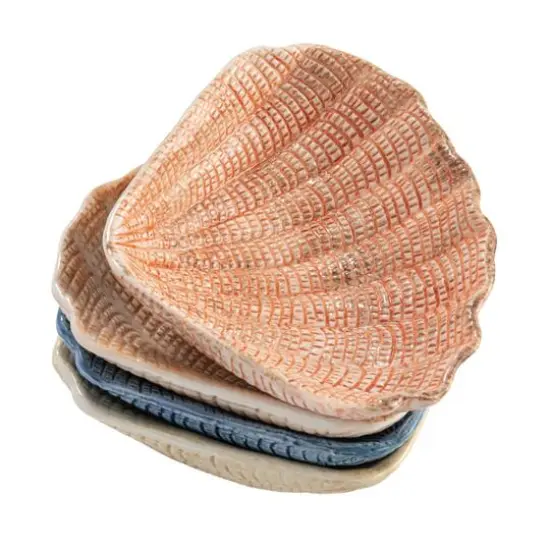 Hello Honey&reg; 6" Blue & Peach Stoneware Shell Bowl Set {5}