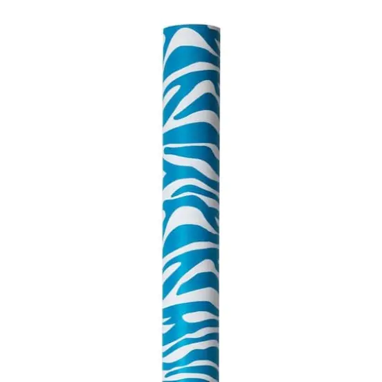 JAM Paper Safari Blue & White Zebra Gift Wrap, 2ct. {4}