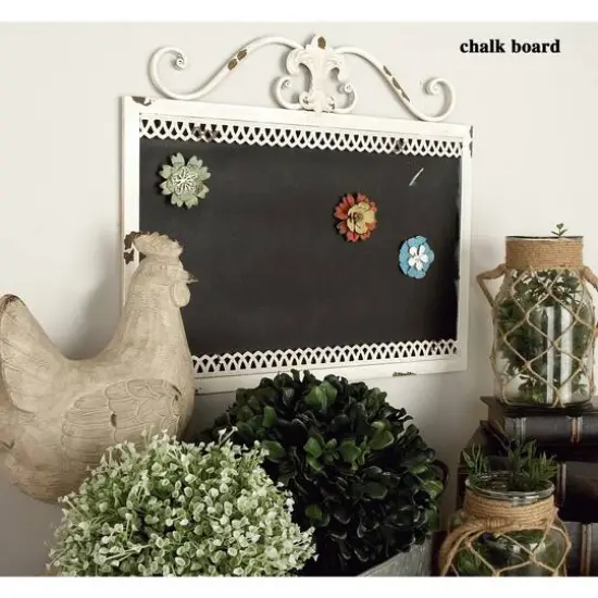 22" White Metal Farmhouse Hanging Magnet Board {9}