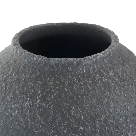 15" Black Ceramic Whitewashed Textured Vase {5}