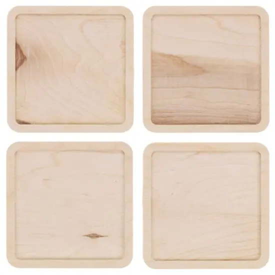 Leisure Arts&reg; 4" Square Welled Wood Coaster Set {3}