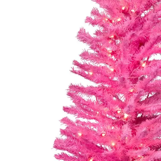 4ft. Pre-Lit Medium Pink Pine Artificial Christmas Tree, Clear Lights {3}