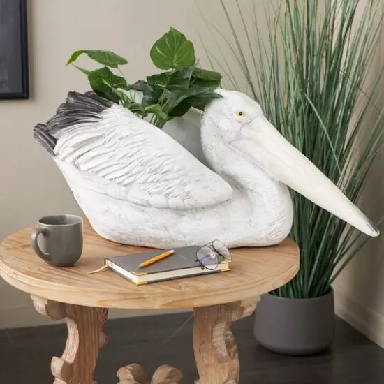 33" Light Gray Pelican Textured Planter {3}