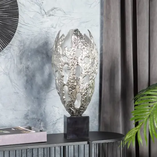 Silver Aluminum Contemporary Sculpture, 23" x 10" x 10" {9}