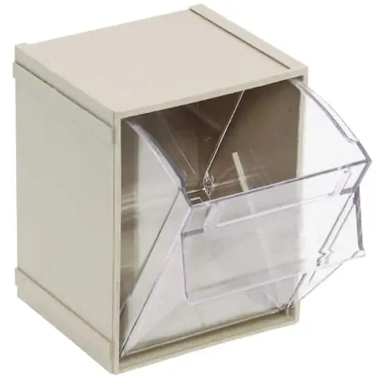 Quantum Storage Systems&reg; 5.25" x 6.25" Ivory & Clear Individual Tip Out Bin {1}