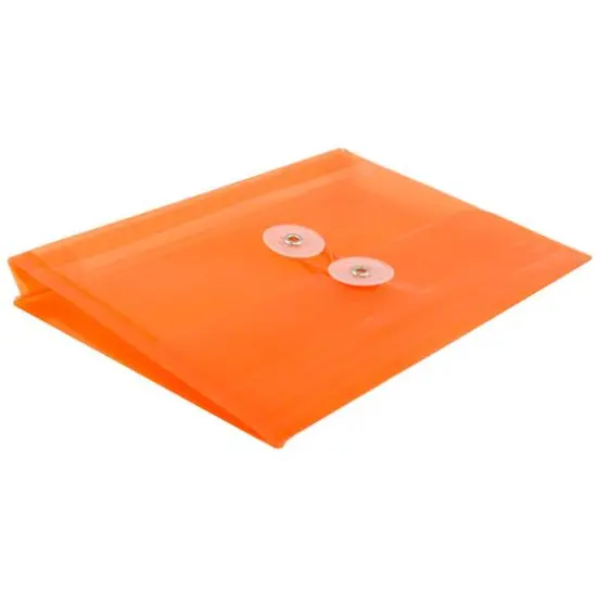 JAM Paper 5.5" x 7.5" Button & String Tie Closure Plastic Envelopes, 12ct. Orange {6}