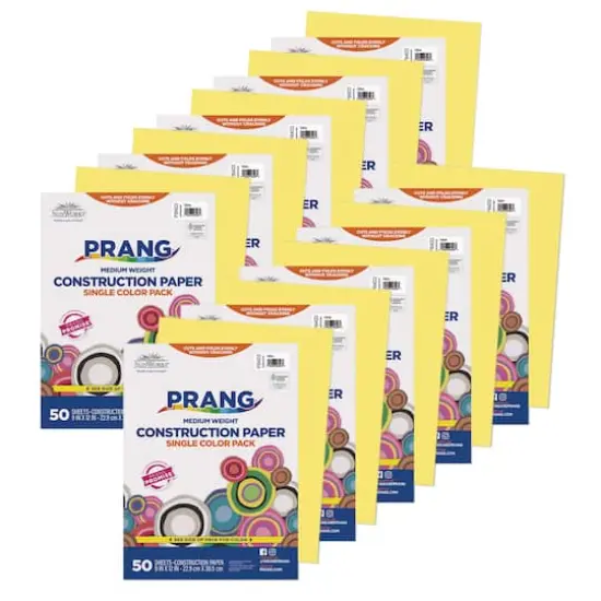 Prang&reg; 9" x 12" Yellow Medium Weight Construction Paper, 10 Packs of 50 Sheets {1}