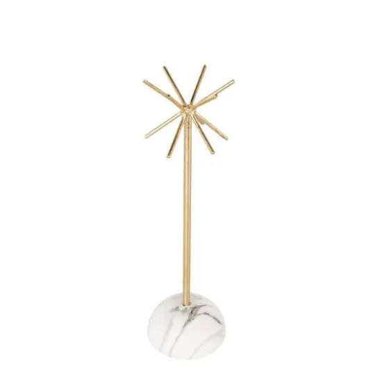 13" Gold Metal 12-Slot Jewelry Stand with White Base {9}