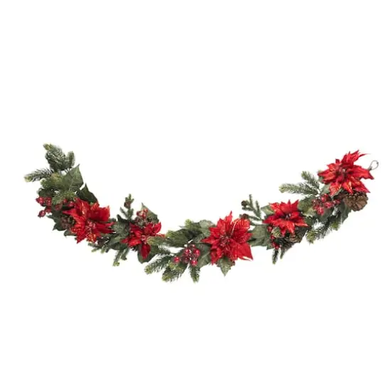 5ft. Poinsettia & Berry Artificial Garland {1}