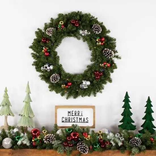 30" LED Canadian Pine Artificial Christmas Wreath {6}