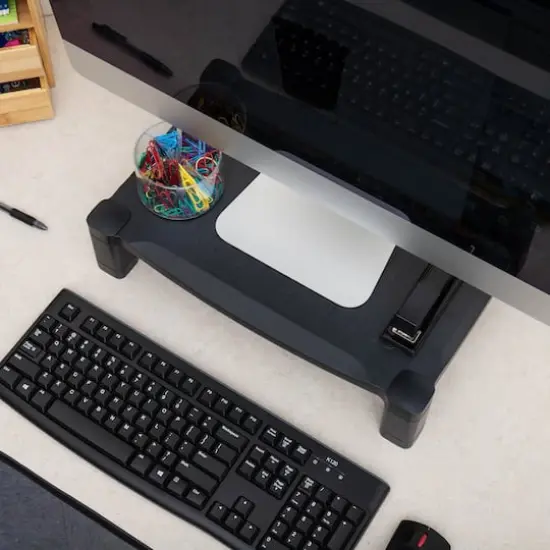 Mind Reader Black Adjustable Plastic Monitor Stand {3}