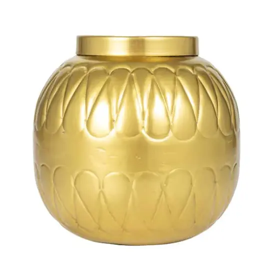 Hello Honey&reg; 7.75" Golden Embossed Decorative Metal Container {4}