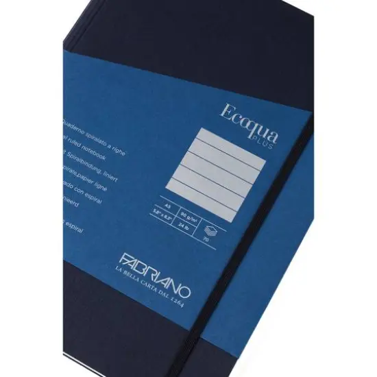 Fabriano&reg; EcoQua Plus A5 Lined Hidden Spiral-Bound Notebook Navy {5}