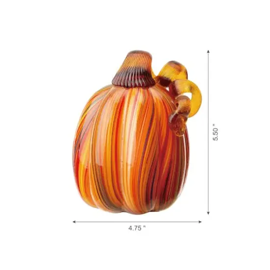 Glitzhome&reg; 5.5" Multi Striped Glass Pumpkin {4}