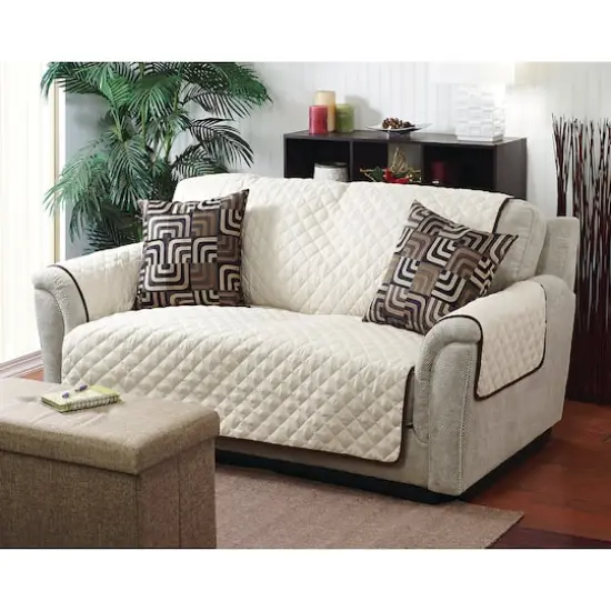 Home Details Reversible Quilted Furniture Sofa Protector Chocolate/Taupe {4}