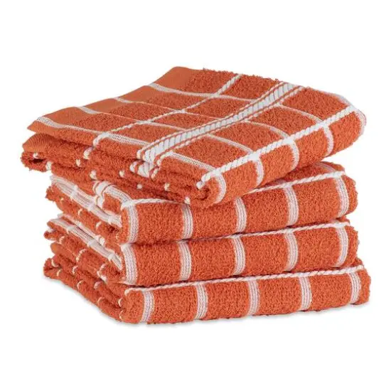DII&reg; Solid Windowpane Terry Dishtowels, 4ct. Spice {4}