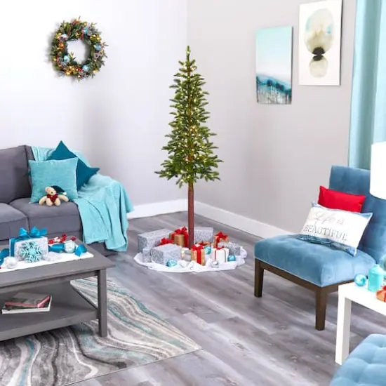 6ft. Pre-Lit Alaskan Alpine Artificial Christmas Tree, Clear LED Lights {8}