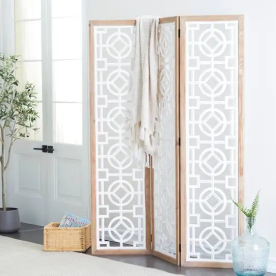 White Wood Farmhouse Room Divider Screen, 72" x 54" x 1" {11}