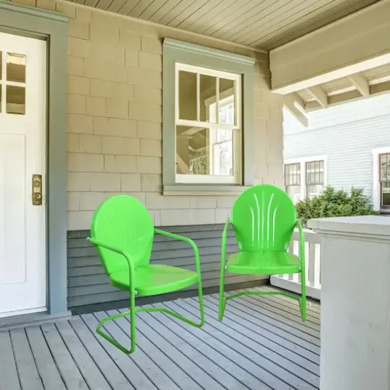 34" Outdoor Retro Tulip Armchair Lime Green {4}