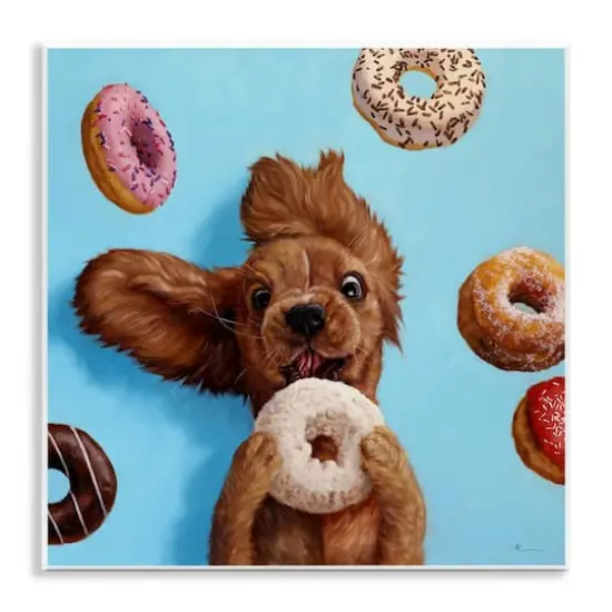 Stupell Industries Funny Dog Licking Donut Wall Plaque Art {1}