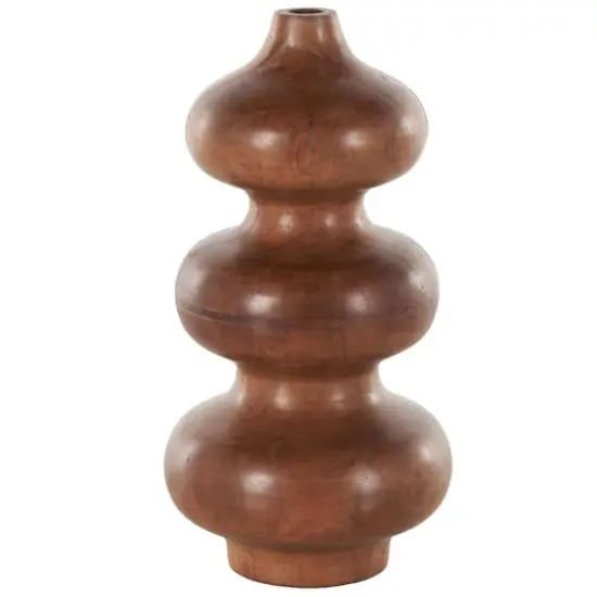 10.75" Brown Geometric Wood Bubble Vase {1}