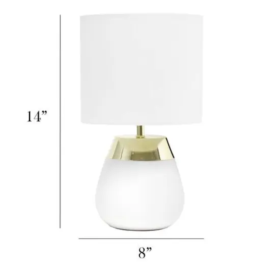 Simple Designs 14" Metal Touch Table Lamp White and Gold Base {4}