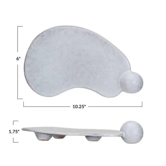 Hello Honey&reg; 10.25" Cream Reactive Glaze Stoneware Tray with Ball {6}