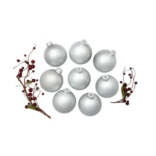 Whitehurst 8ct. 3.25" Matte Glass Ball Ornaments Silver Matte {4}