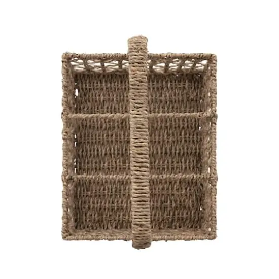 Hello Honey&reg; Natural Handwoven Seagrass 6 Section Caddy with Handle {10}