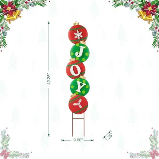Glitzhome&reg; 42" Metal JOY Ornament Yard Stake/Wall D&eacute;cor {9}