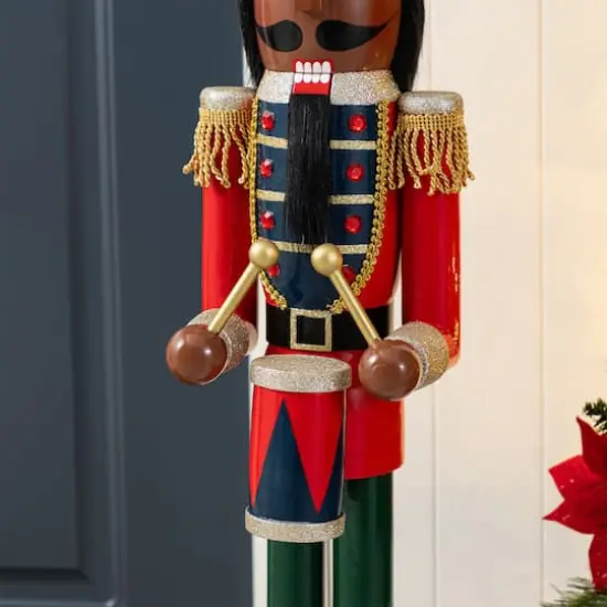 Glitzhome&reg; 36.5"H Wooden Christmas African American Soldier Nutcracker {5}