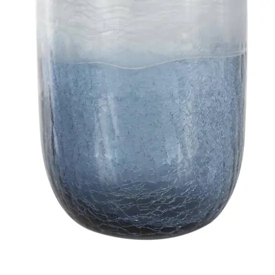 Dark Blue Glass Wavy Ombre Decorative Vase with Textured Base {7}