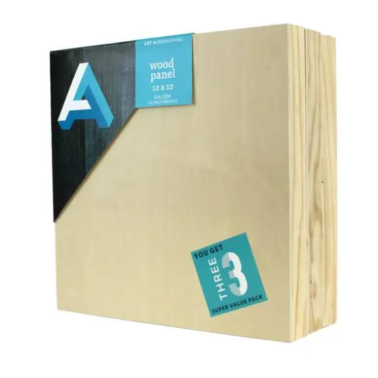 Art Alternatives 3 Pack 12" x 12" Classic Gallery Wood Panel Value Pack {3}