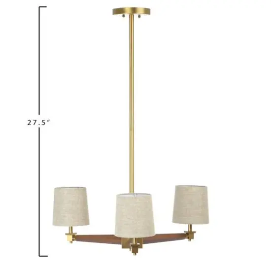 Hello Honey&reg; 37.5" Wood & Metal Chandelier with Linen Shades {6}