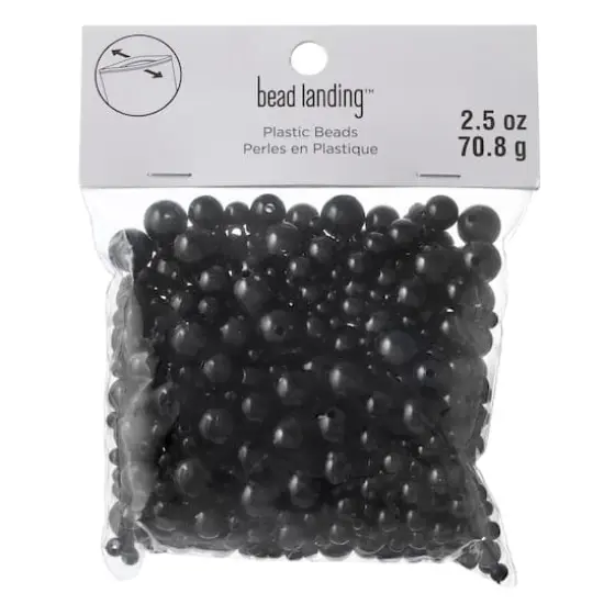 2.5oz. Jet Black Plastic Pearl Bead Mix by Bead Landing&trade; {4}