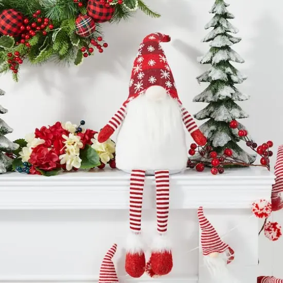 Glitzhome&reg; 28" Fabric Christmas Gnome Shelf Sitter with Dangling Legs {3}