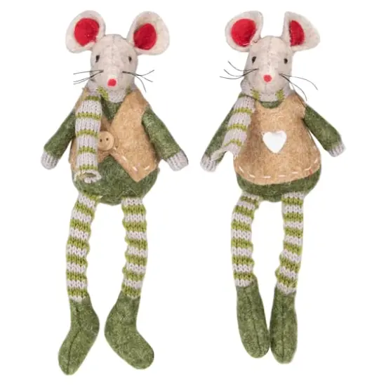 7.5" Boy & Girl Mice Christmas Ornaments Set {1}