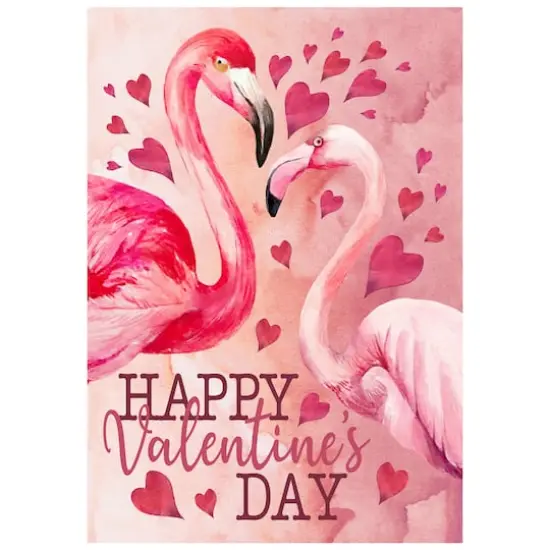 Happy Valentine's Day Flamingo Outdoor Garden Flag {3}