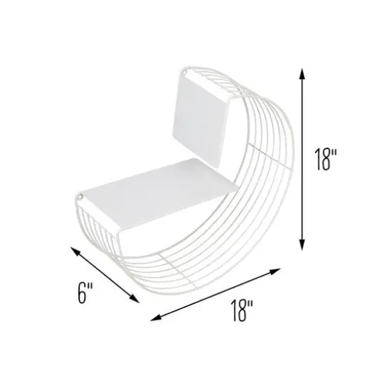 Honey Can Do 18" White Floating Circular Decorative Metal Wall Shelf {11}