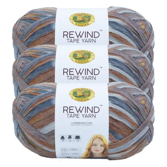3 Pack Lion Brand&reg; Rewind&trade; Tape Yarn Frosted Almond {1}