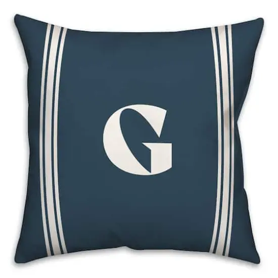 Navy Striped Monogram Throw Pillow G {1}