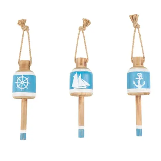 Blue & White Anchor, Sailboat & Ship Wheel Buoy Wall D&eacute;cor Set {1}