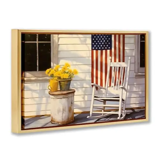 Stupell Industries Americana Deco Scene Floater Framed Art Gold {4}
