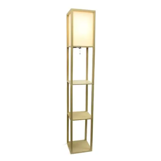 Lalia Home 5ft. Column Shelf Floor Lamp with Linen Shade Tan {3}