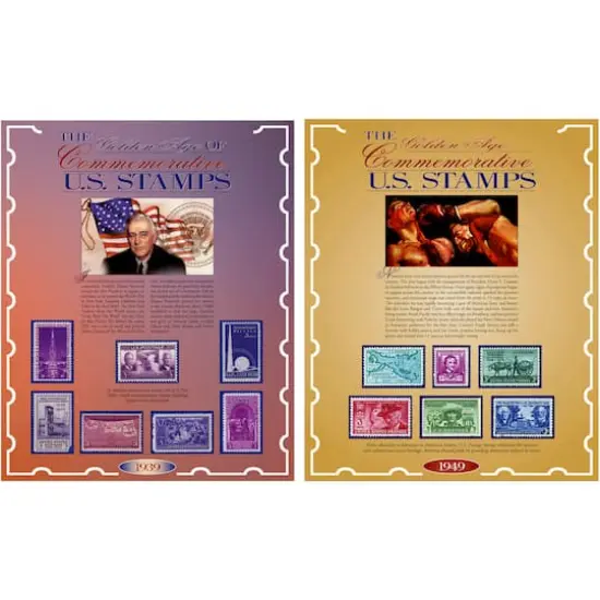 The Golden Age of U.S. Commemorative Stamps from 1939 and 1949 Collection with Display {1}