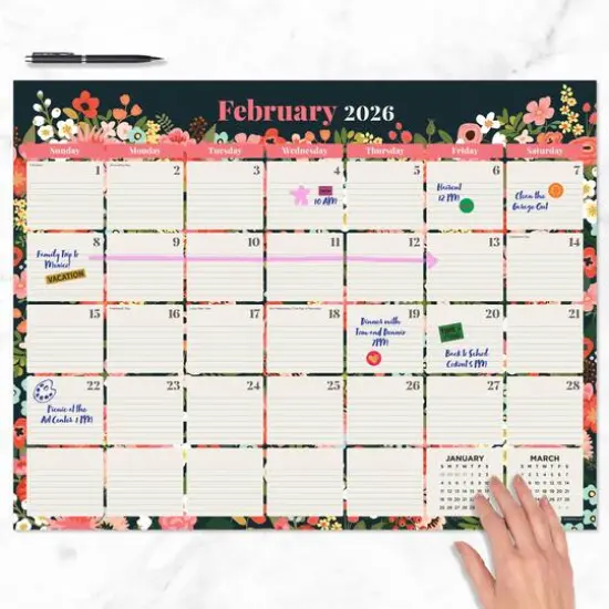 2026 Bountiful Blooms Large Desk Pad Monthly Blotter Calendar {3}