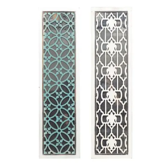 Set of 2 White Wood Glam Wall Decor, 12" x 43" {1}