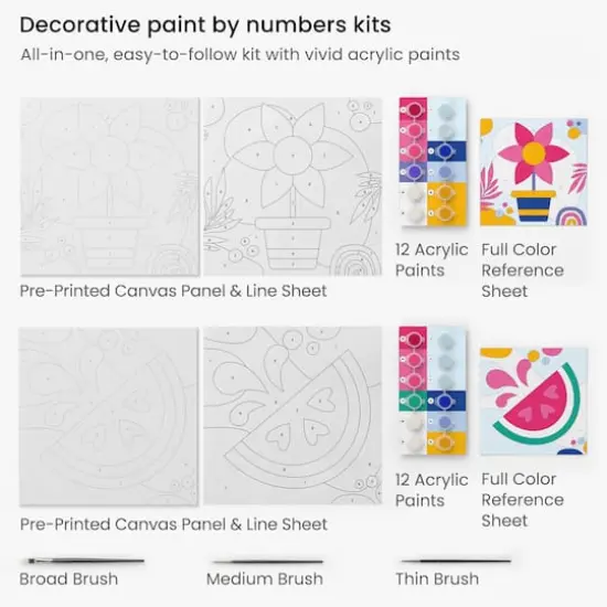 Arteza&reg; Kids Mixed Design Paint by Numbers Kit, 35 pcs {3}